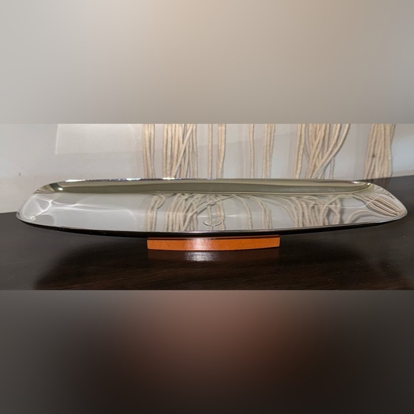 Milbern Creations MCM Chrome &  Wood Serving Tray - Picture 2 of 8